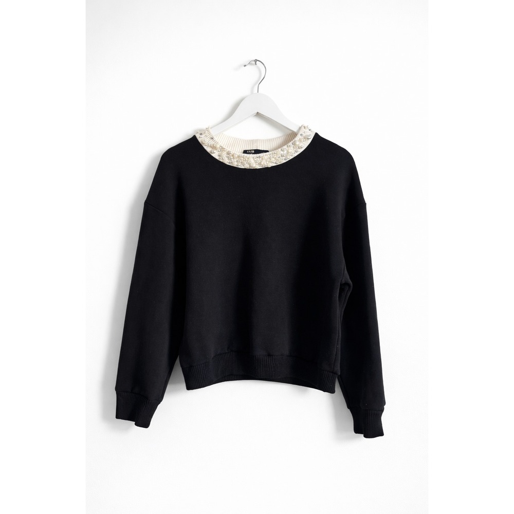 Maje sweatshirt with pearl, black in size small- Excellent condition